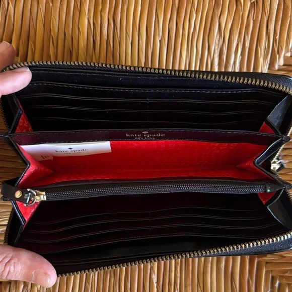 Kate Spade Black and White Polka Dot Zip Wallet - Picture 3 of 5